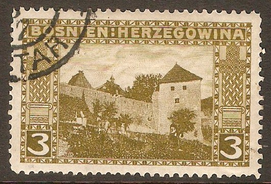 Bosnia and Herzegovina 1906 3h Olive-yellow Views. SG186A.